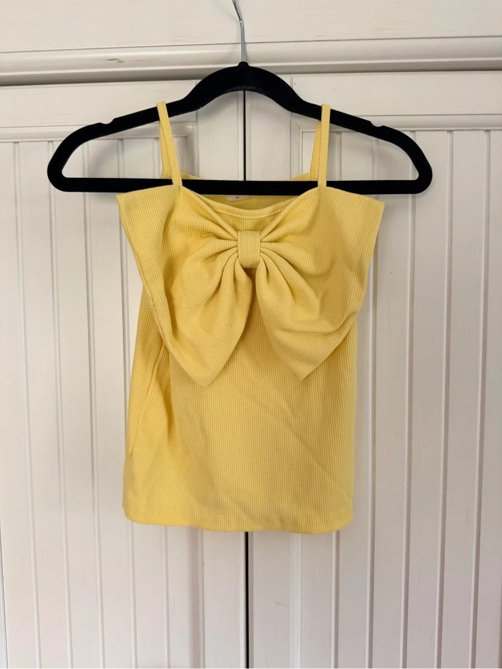 Yellow Bow-Front Ribbed Cami Top
